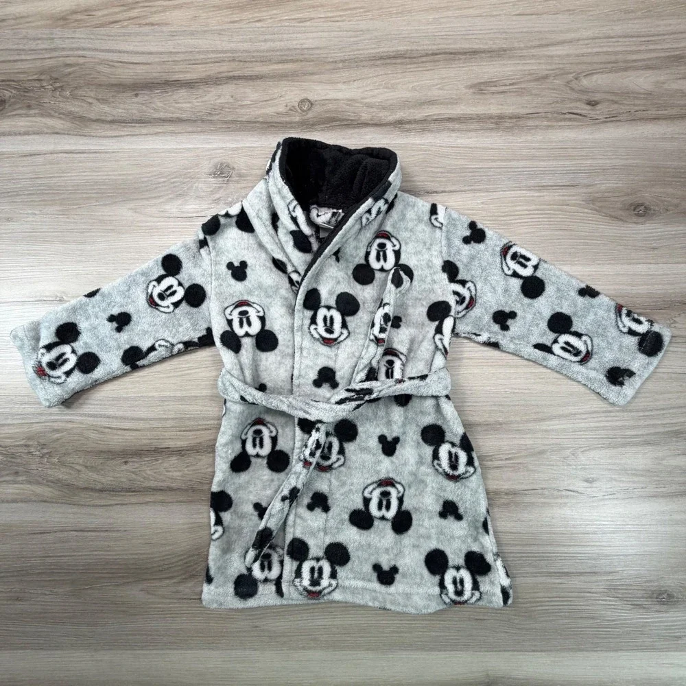 Kids‎ Disney Mickey Mouse Fleece Robe Pajamas Sleepwear Loungewear Size 2T/3T
